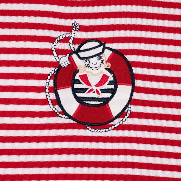 Vintage Nautical Theme Women's Top MEDIUM Sailor Ship Boat Coastal Stripe Ocean - Picture 2 of 8